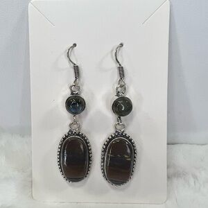 Iron Tiger Eye 925 Gemstone Earring